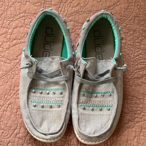 Hey Dude Gray and Teal Women's Sneakers